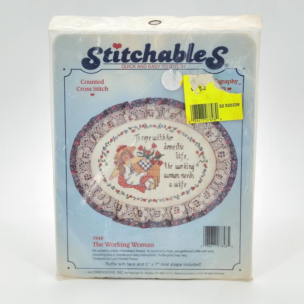 VTG 1989 Dimensions Stitchables Working Woman Counted Cross Stitch Kit #7848